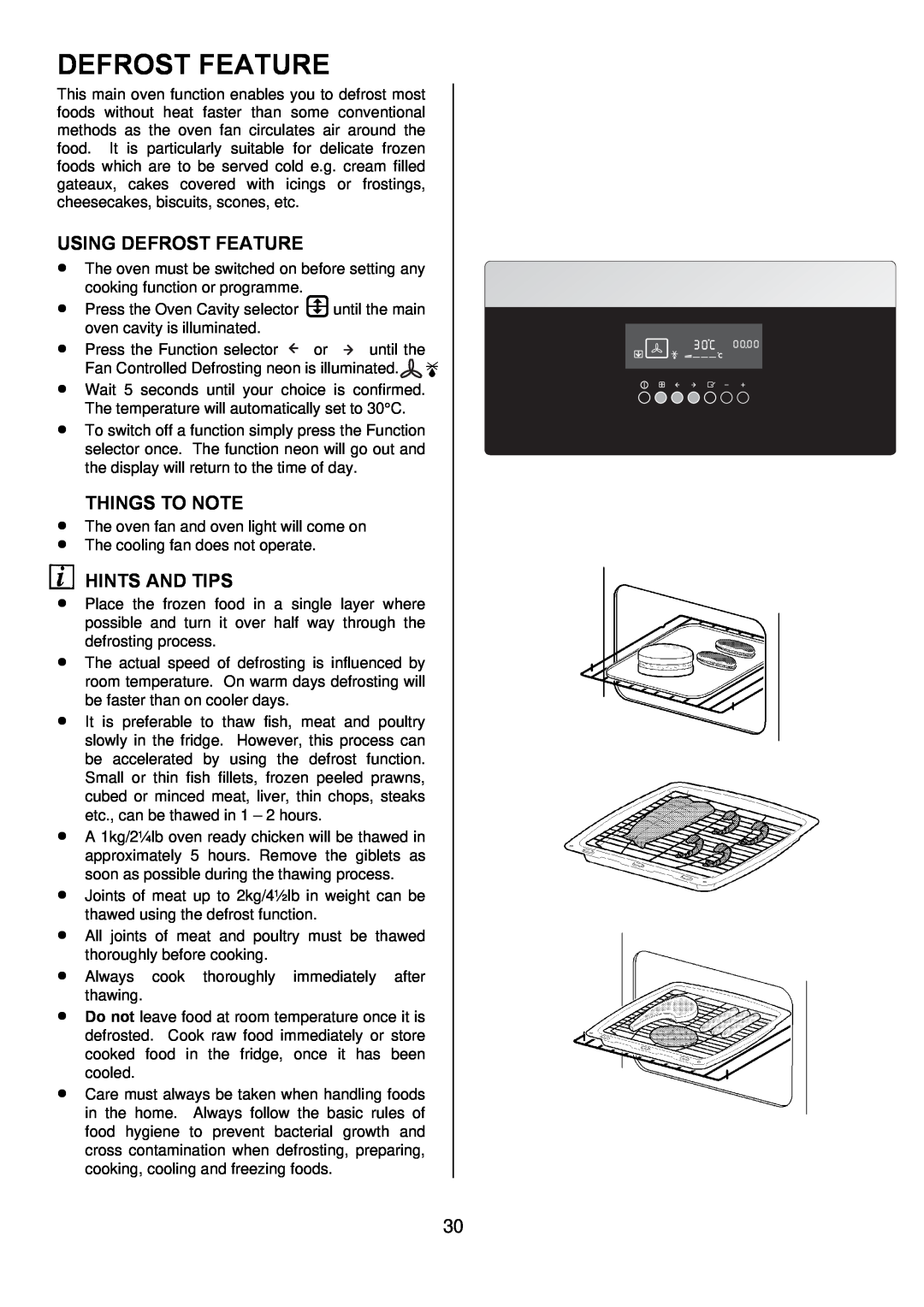 Zanussi ZOD 685 manual Using Defrost Feature, Things To Note, Hints And Tips 