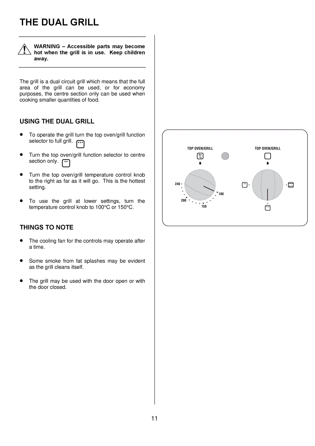 Zanussi ZOD 890 manual Using the Dual Grill 