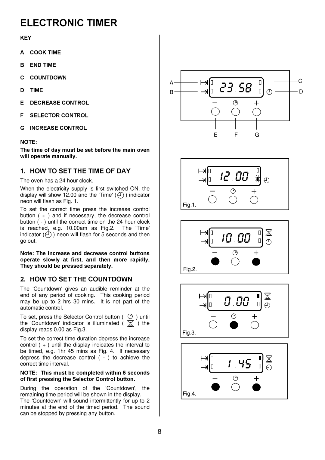 Zanussi ZOD 890 manual Electronic Timer, HOW to SET the Time of DAY, HOW to SET the Countdown 