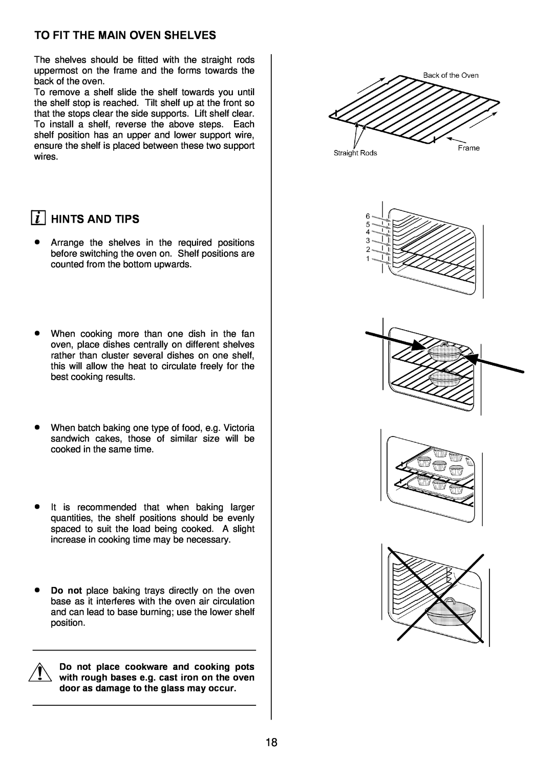 Zanussi ZOD 890 manual To Fit The Main Oven Shelves, Hints And Tips 