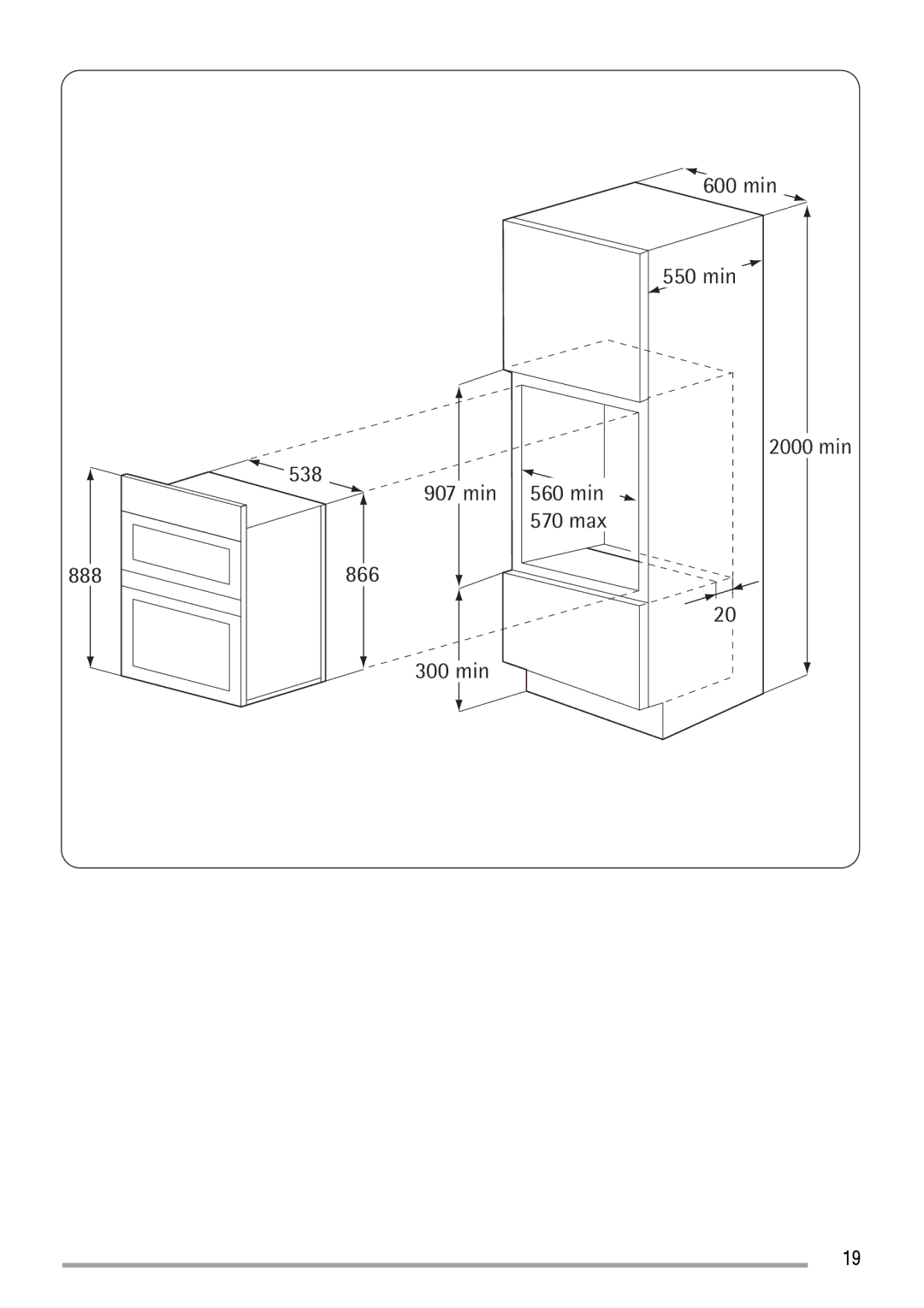 Zanussi ZOD370 user manual 888866 300 min, 570 max 