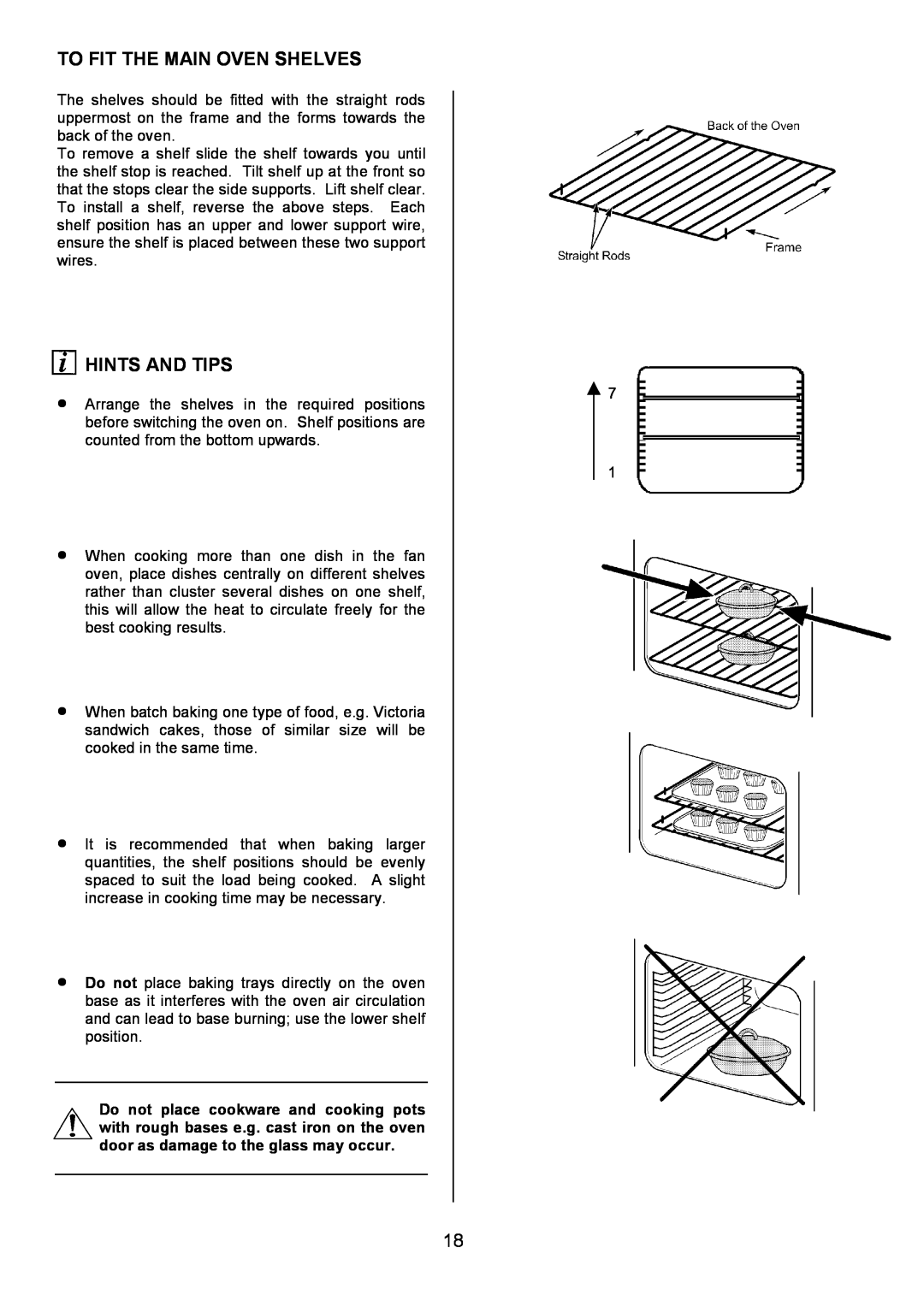 Zanussi ZOU 330 manual To Fit The Main Oven Shelves, Hints And Tips 