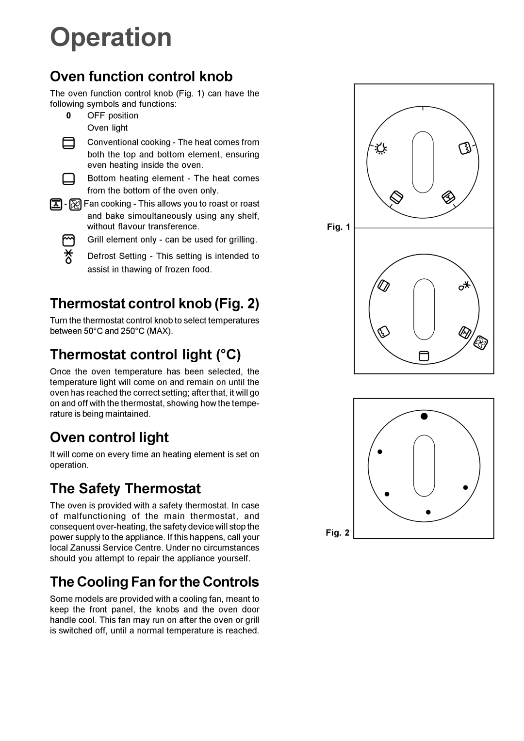 Zanussi ZOU 652, ZOU 342, ZOU 661 manual Operation 