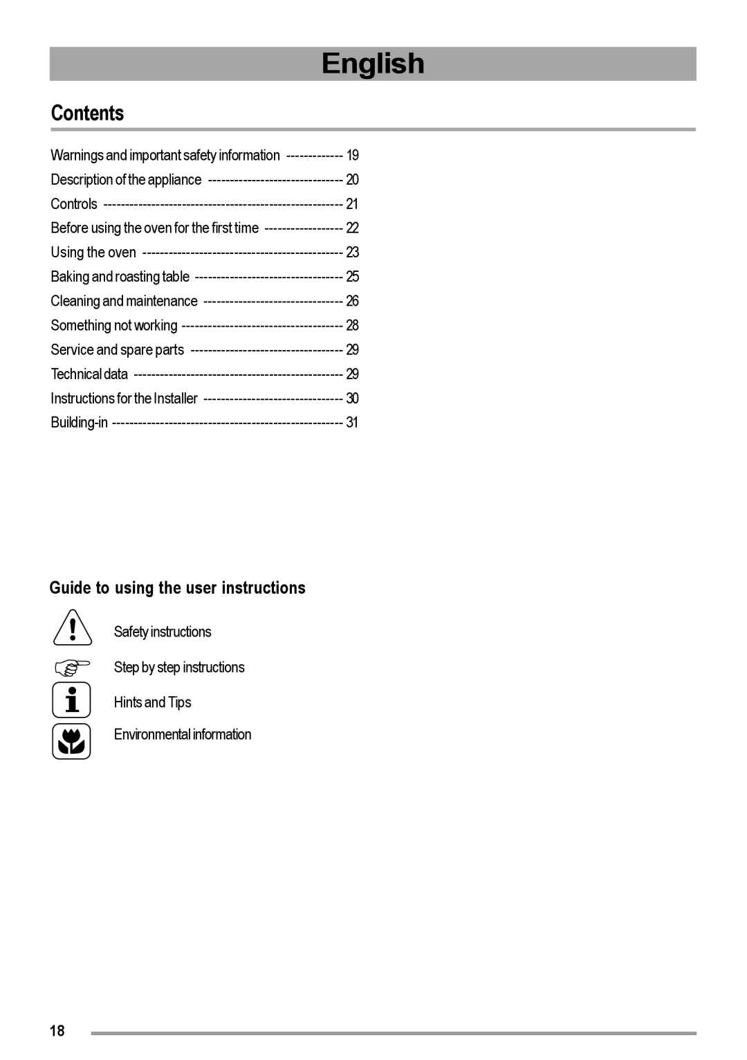 Zanussi ZOU 363 user manual English, Contents 