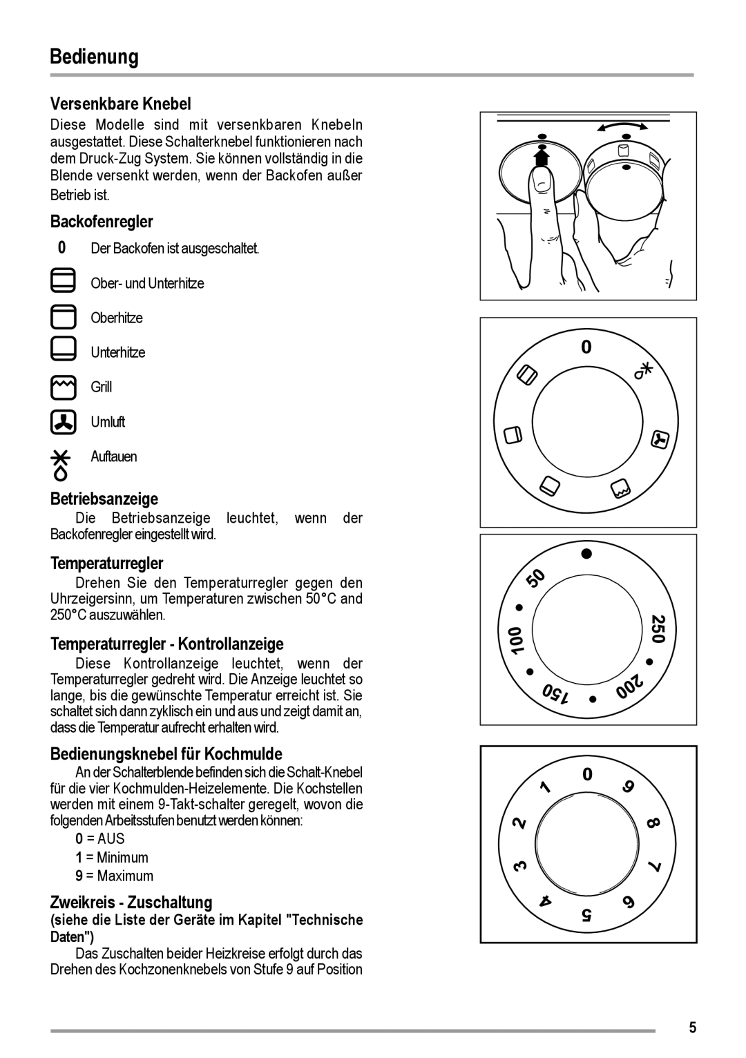 Zanussi ZOU 363 user manual Bedienung 