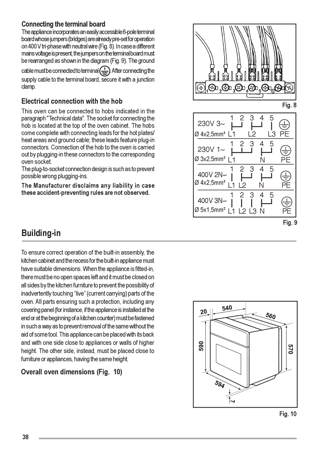 Zanussi ZOU 461 manual Building-in, Connecting the terminal board, Electrical connection with the hob 