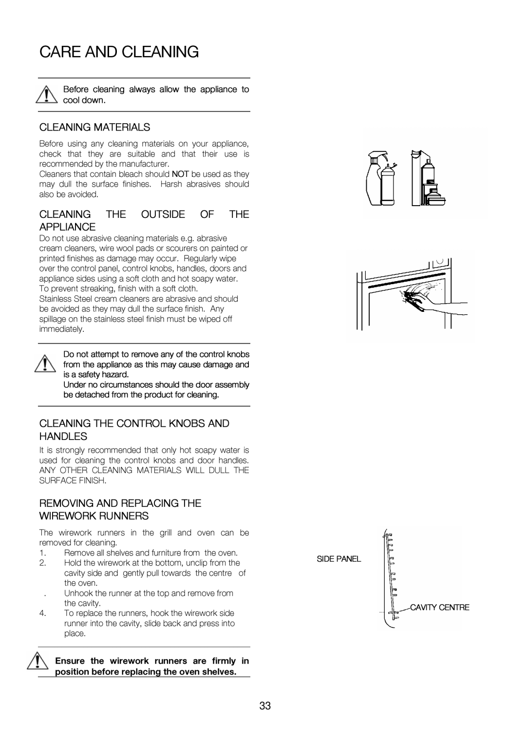 Zanussi ZOU 575 manual Care and Cleaning 