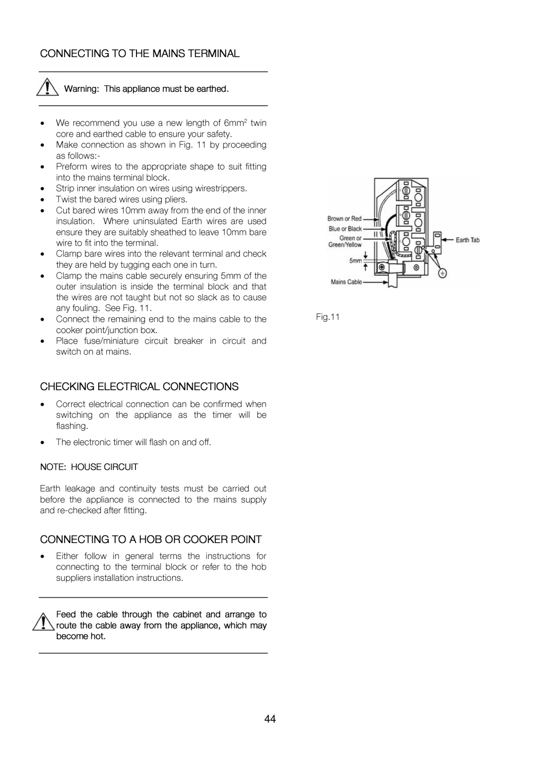 Zanussi ZOU 575 manual AsMakefollows- asshowninFig.11byroceeding, Stripinntheinsulationonwiresusingpliers 