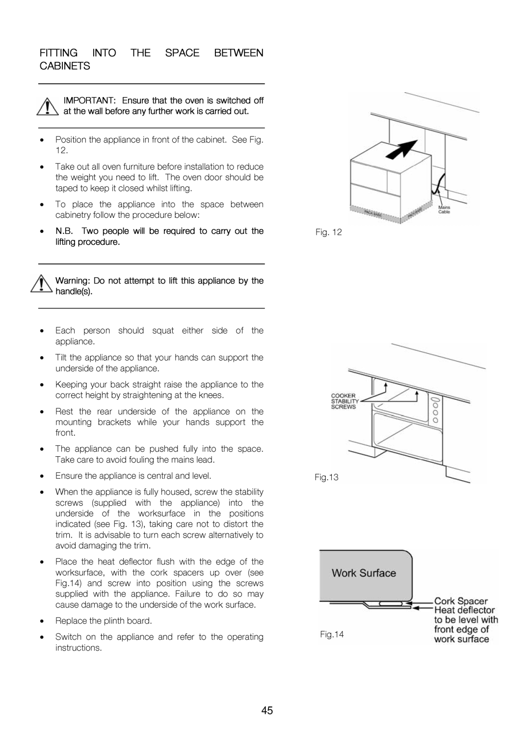 Zanussi ZOU 575 manual Appliance, Oplacethepeoplecedureintorequiredbelowthespace, Totheoperating 