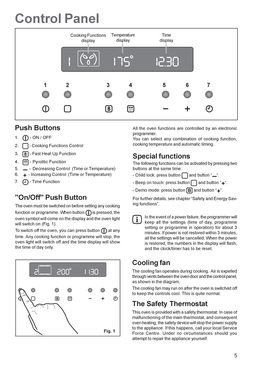 Zanussi ZPB 1260 manual Control Panel 