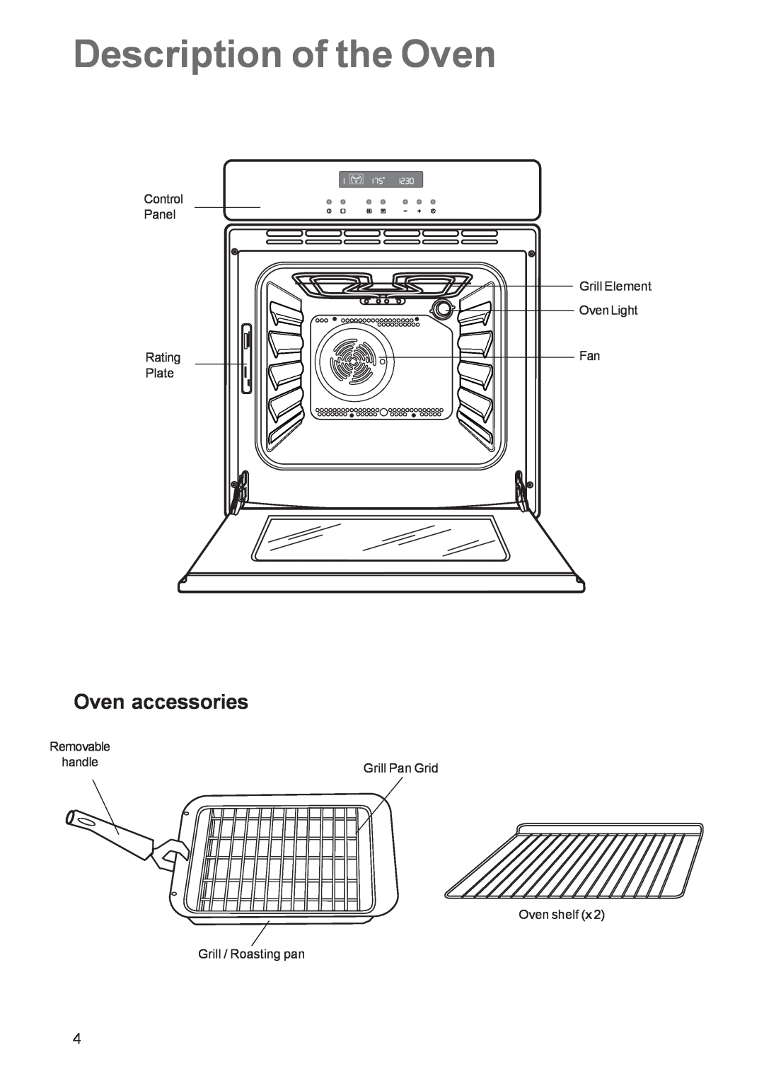 Zanussi ZPB 1260 manual Description of the Oven, Oven accessories 