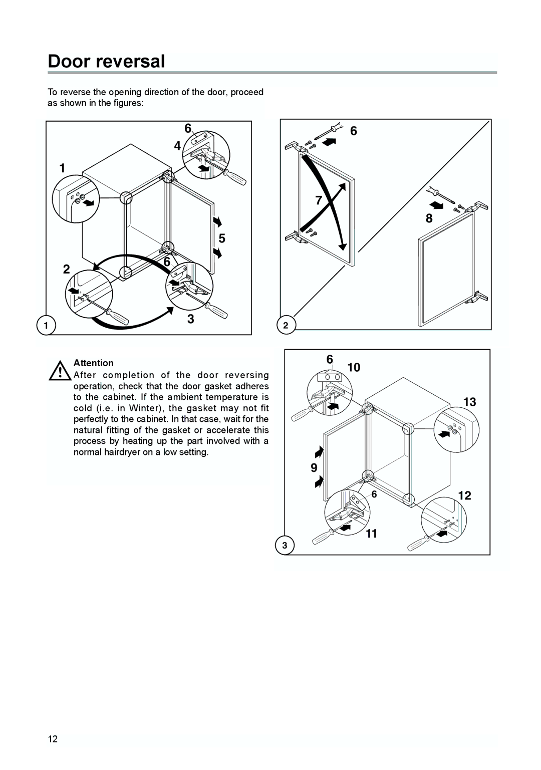 Zanussi ZQF6114 manual Door reversal 