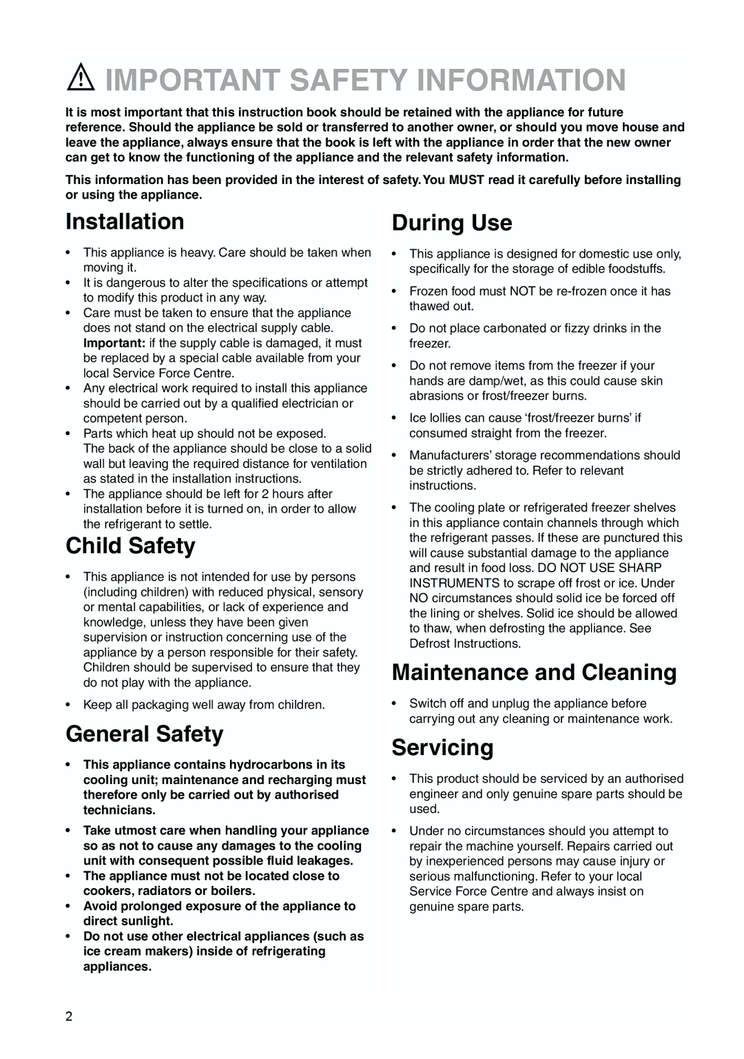 Zanussi ZQS 6124 manual Important Safety Information 