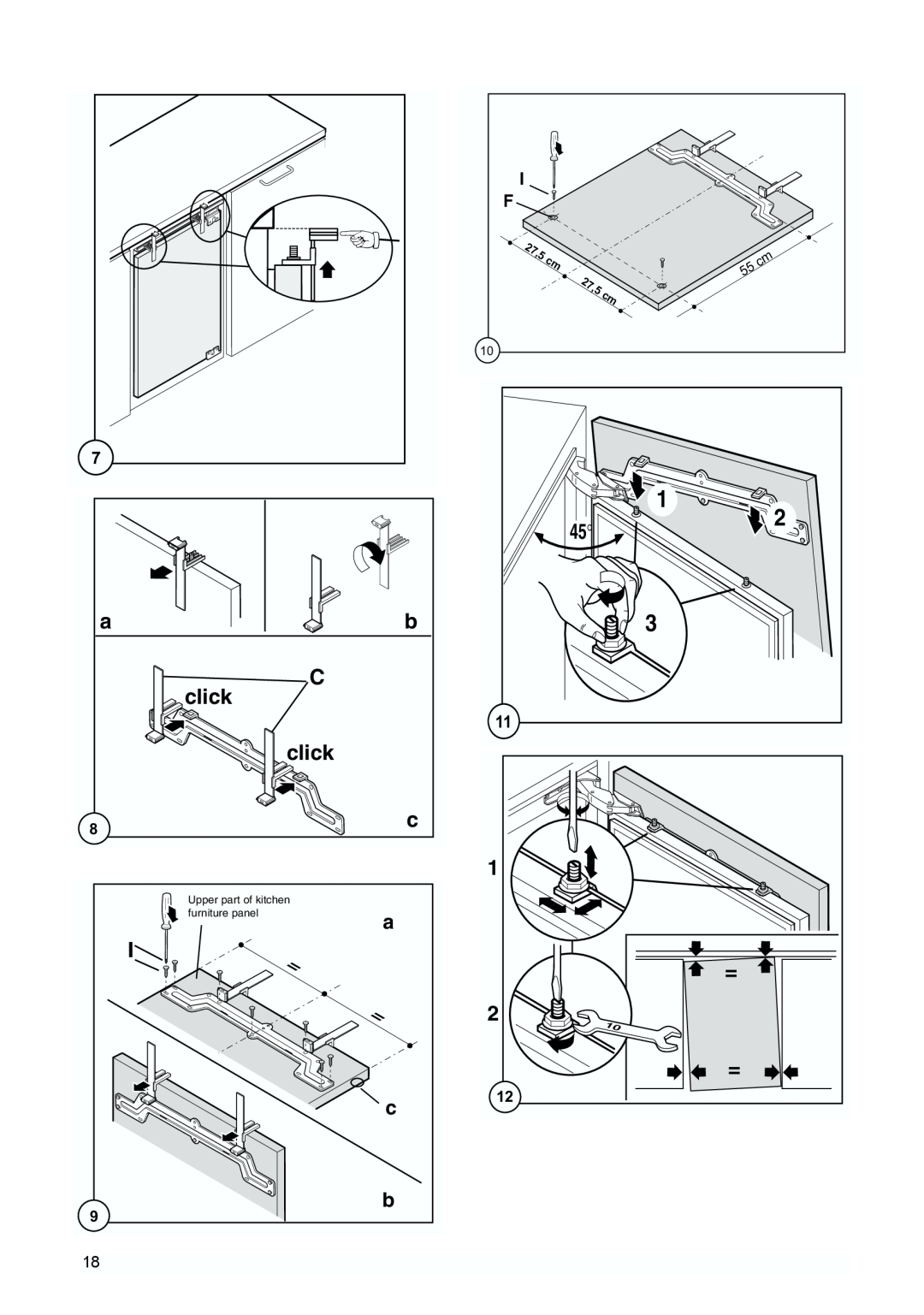Zanussi ZQS 6124 manual click, 27,5, Upper part of kitchen, furniture panel 