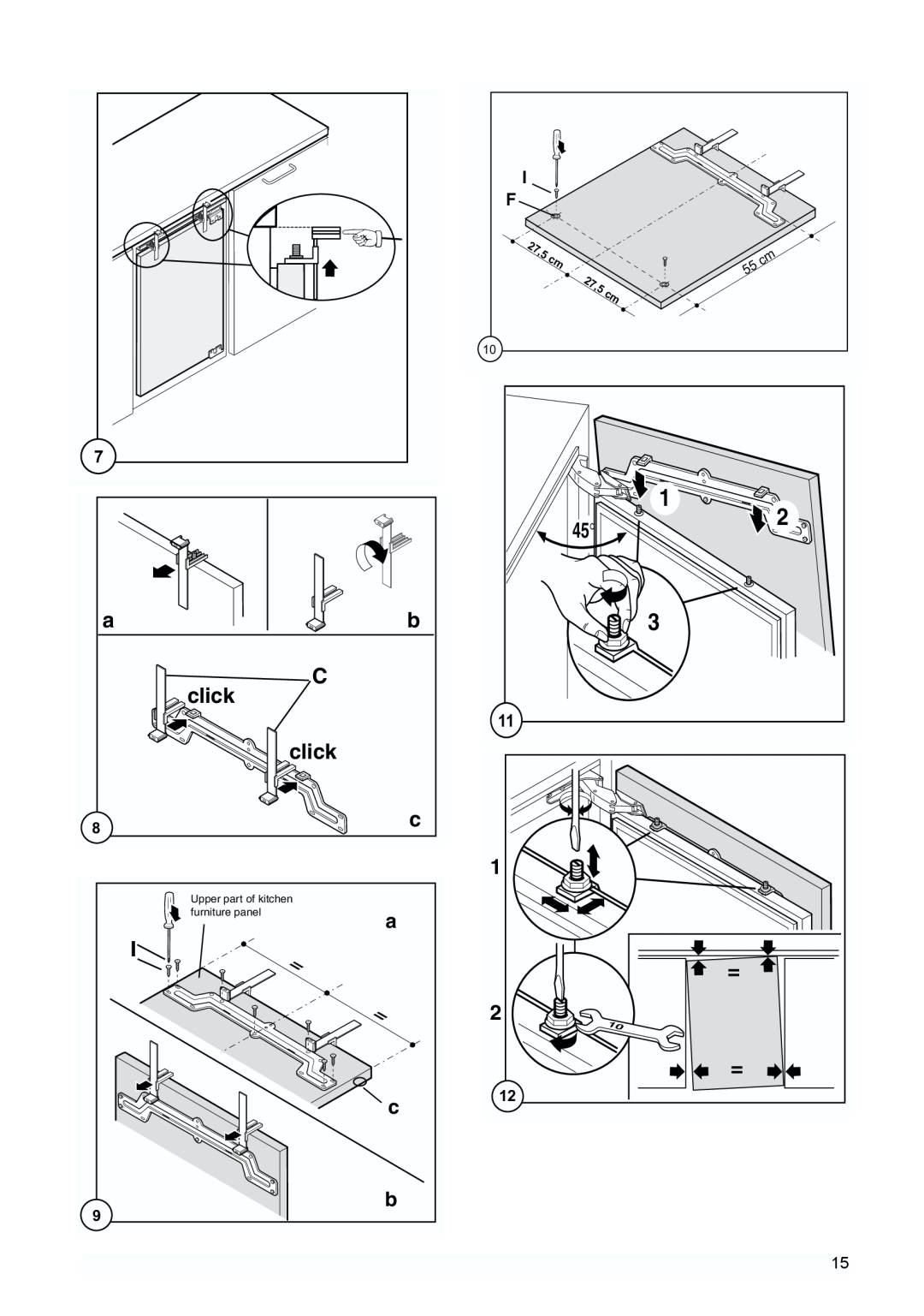 Zanussi ZQS 6140 manual click, 27,5, Upper part of kitchen, furniture panel 