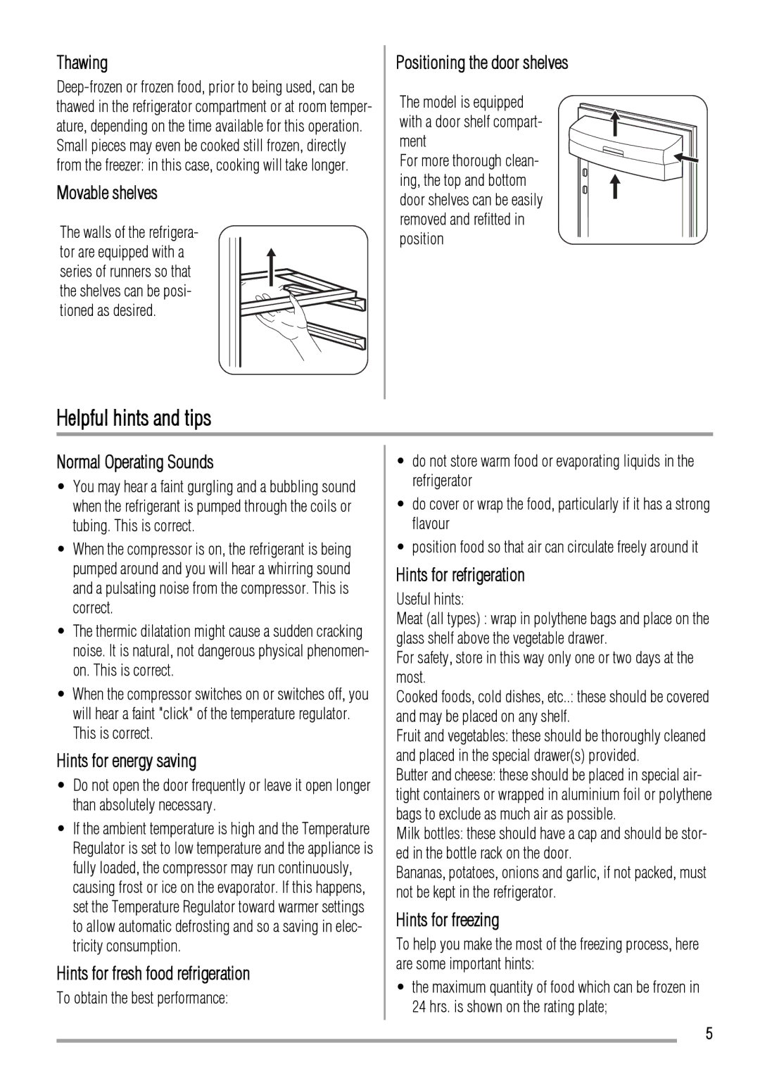 Zanussi ZQS3124A user manual Helpful hints and tips 