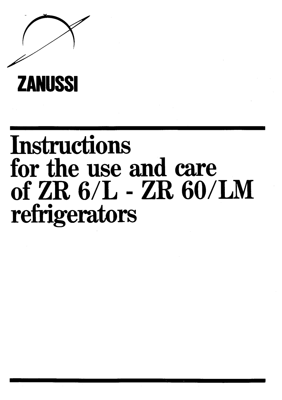 Zanussi ZR 6/L, ZR 60/LM manual 