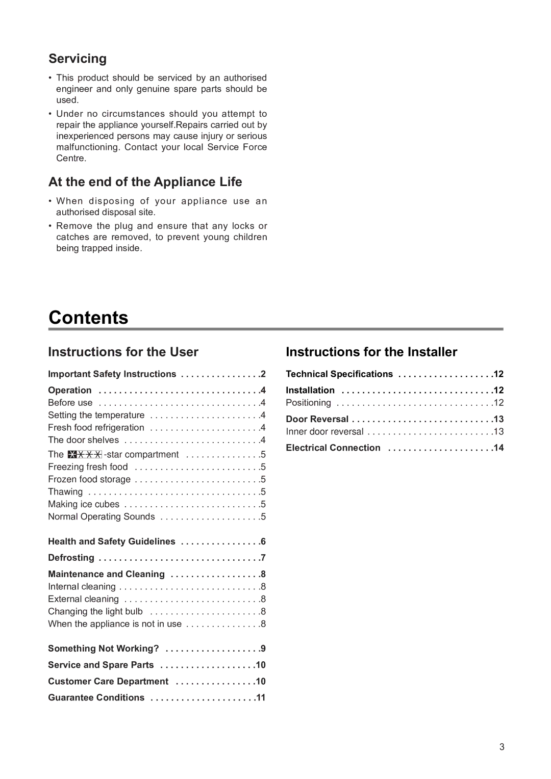 Zanussi ZR 66/4 SI manual Contents 