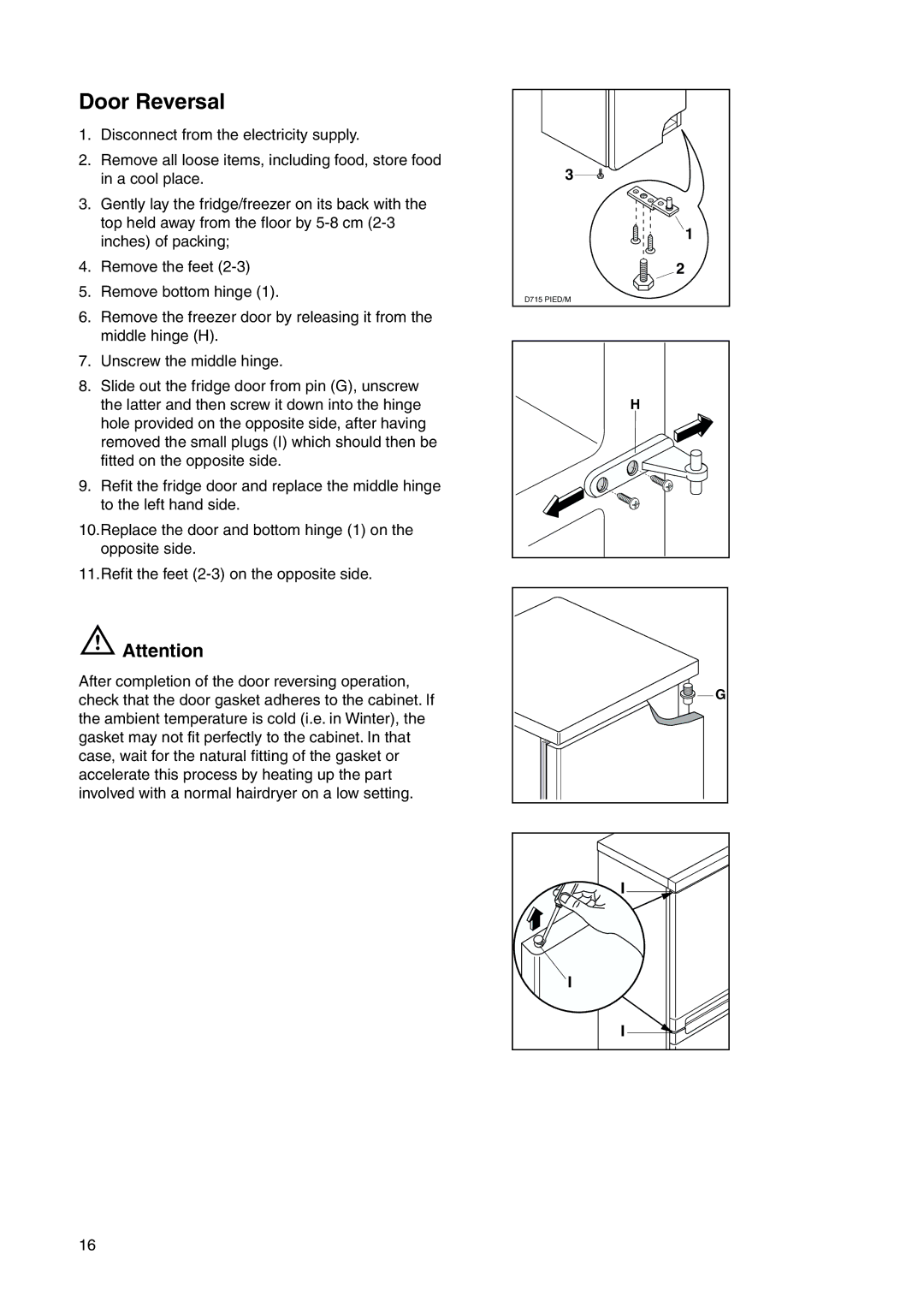 Zanussi ZRB 2530 S, ZRB 2530 W user manual Door Reversal 