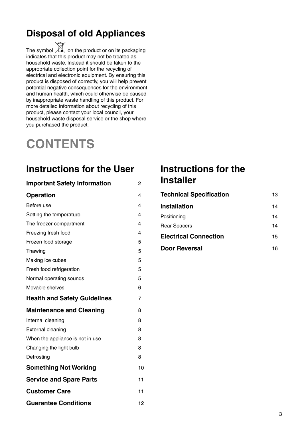 Zanussi ZRB 2530 W, ZRB 2530 S user manual Contents 