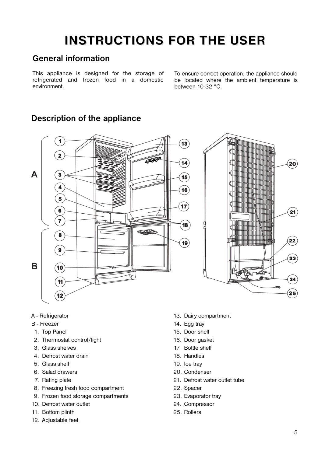 Zanussi ZRB 2641 manual General information, Description of the appliance 