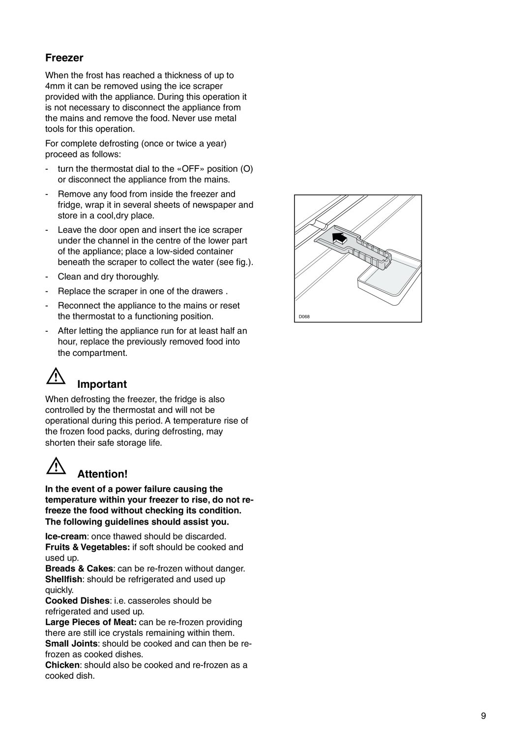 Zanussi ZRB 2825 W user manual Freezer 