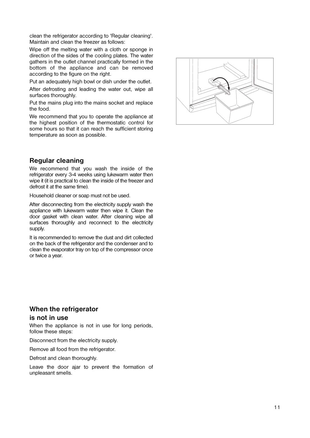 Zanussi ZRB 291 W manual Regular cleaning, When the refrigerator is not in use 