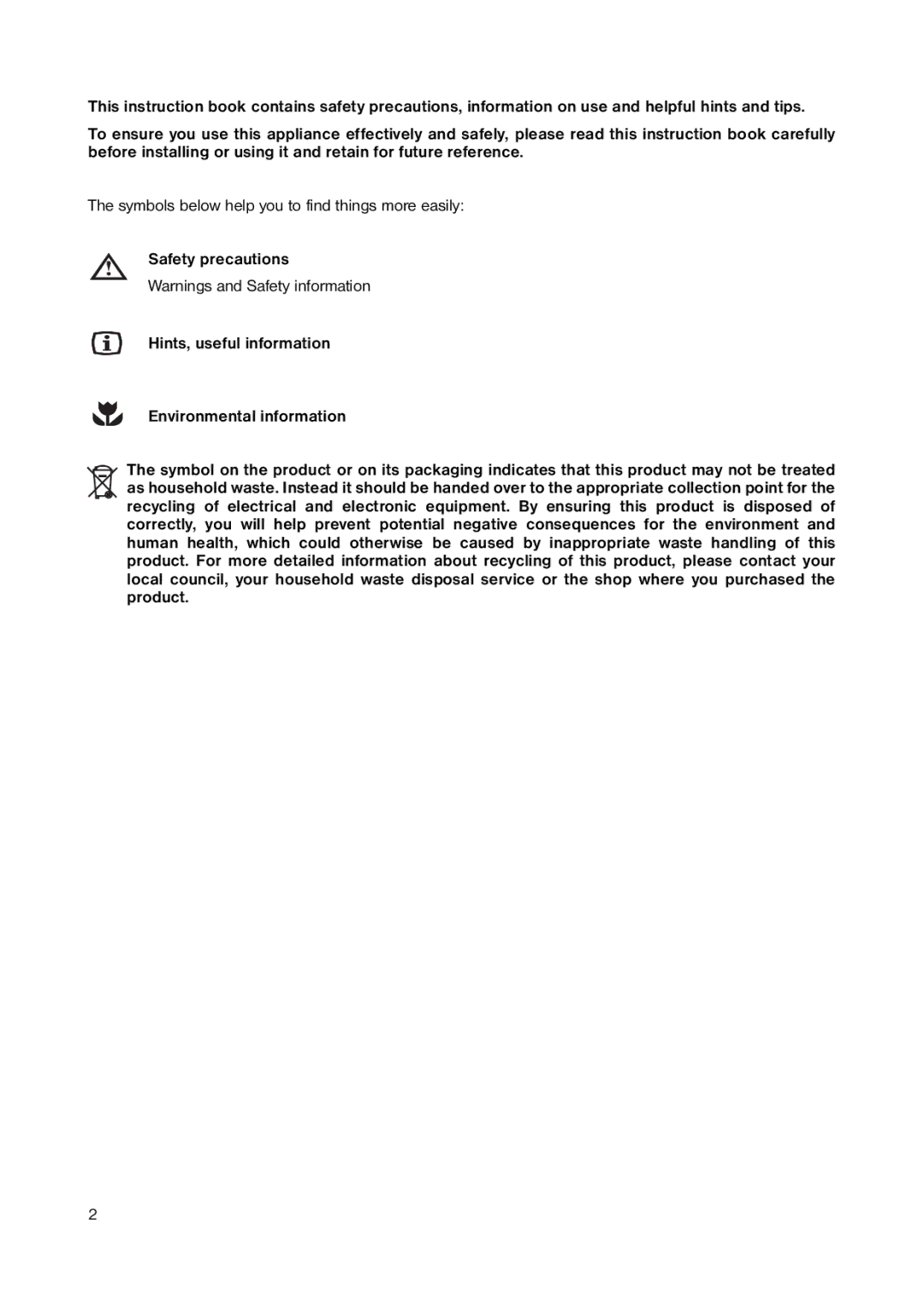 Zanussi ZRB 291 W manual Symbols below help you to find things more easily 