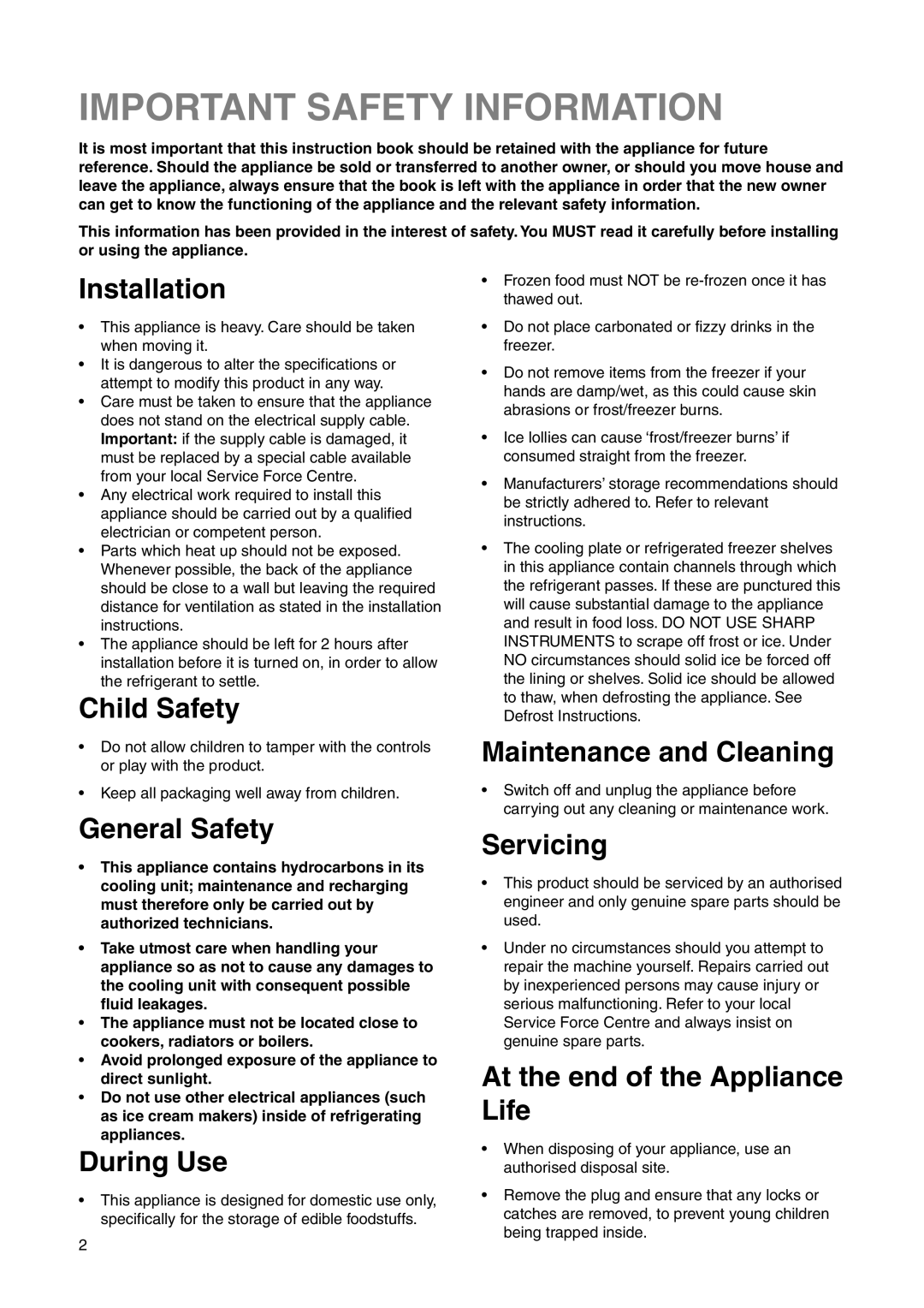 Zanussi ZRB 2925 S manual Important Safety Information, Installation 