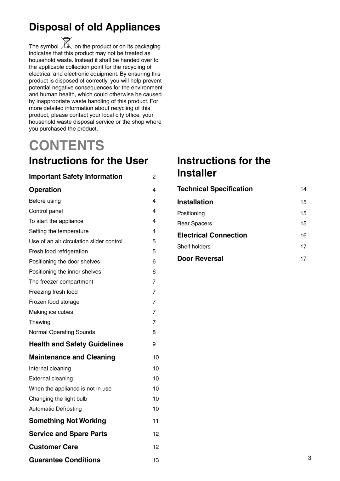 Zanussi ZRB 2925 S manual Contents 