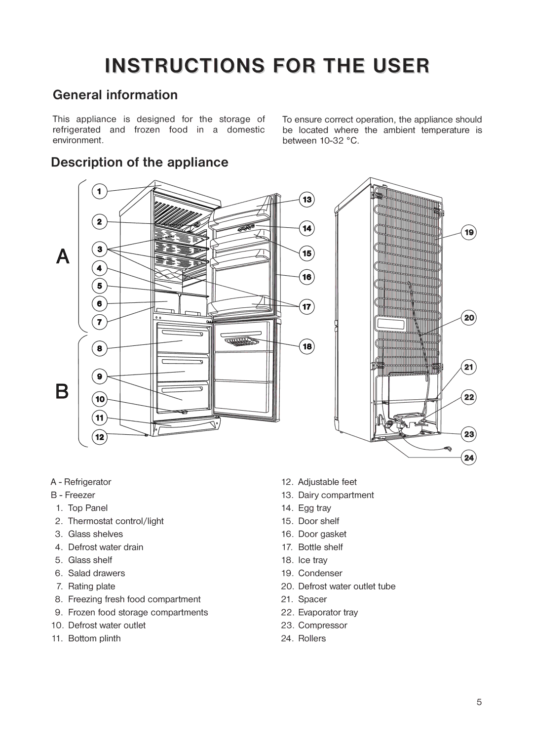 Zanussi ZRB 3041 manual General information, Description of the appliance 