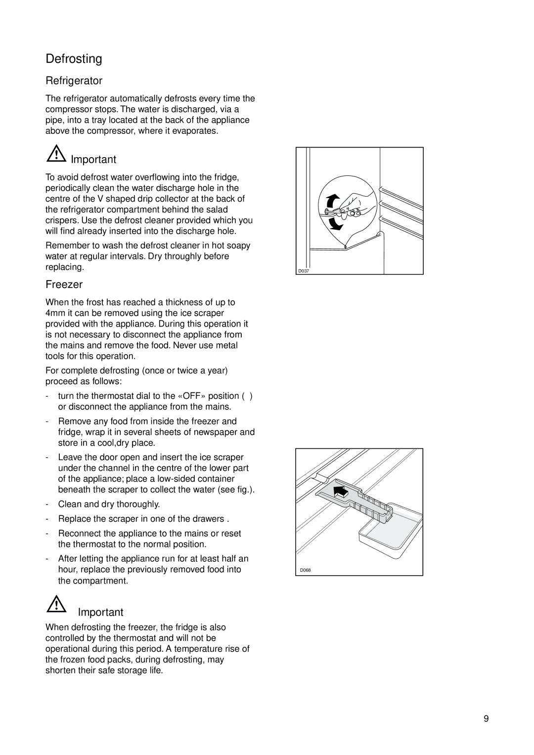 Zanussi ZRB 3225 X user manual Defrosting, Refrigerator 