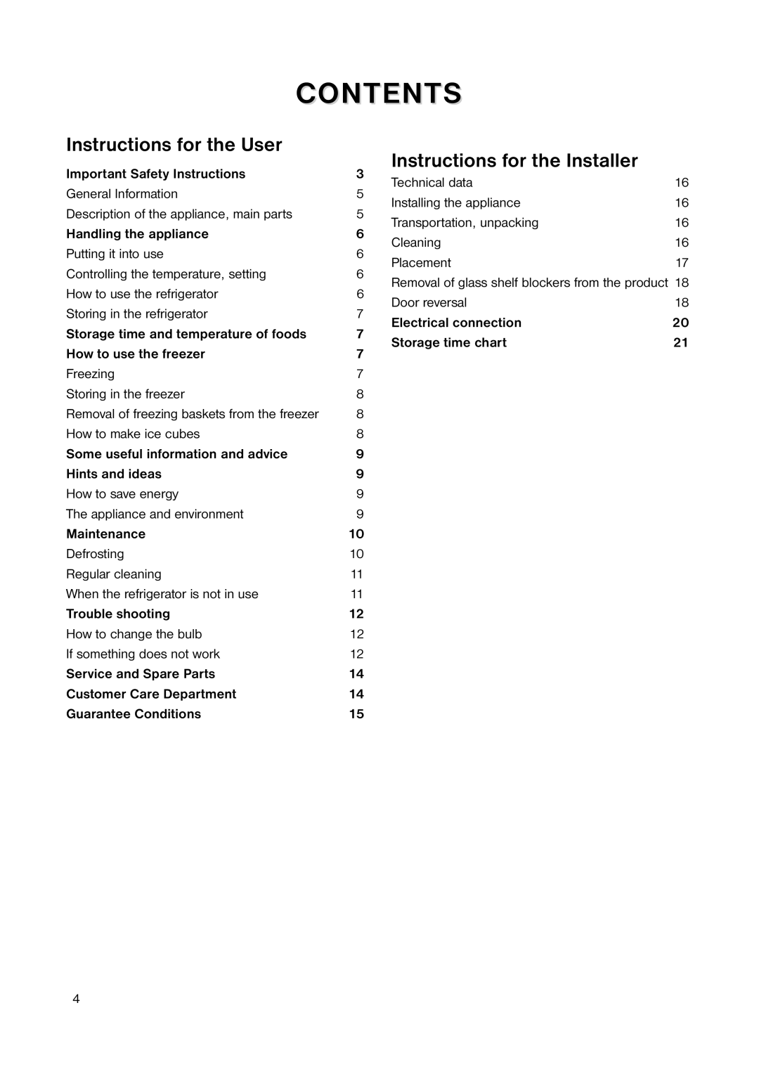 Zanussi ZRB 8441 W manual Contents 