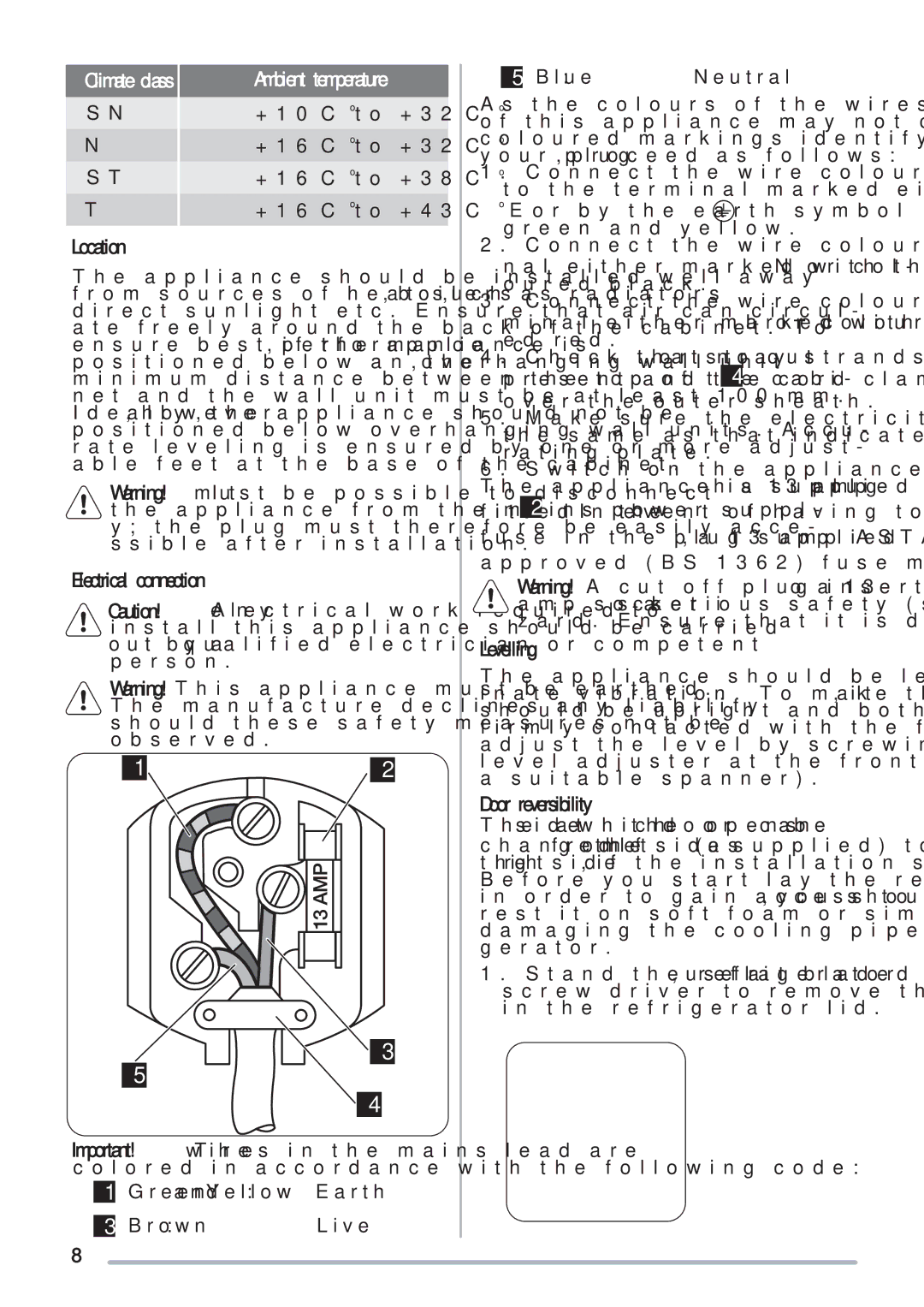 Zanussi ZRB227XO, ZRB227WO user manual Climate class, Location 