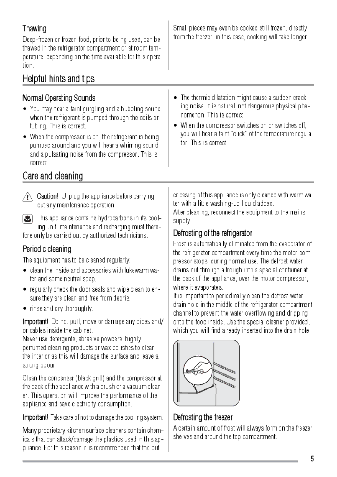 Zanussi ZRB934XL, ZRB934PW user manual Helpful hints and tips, Care and cleaning 