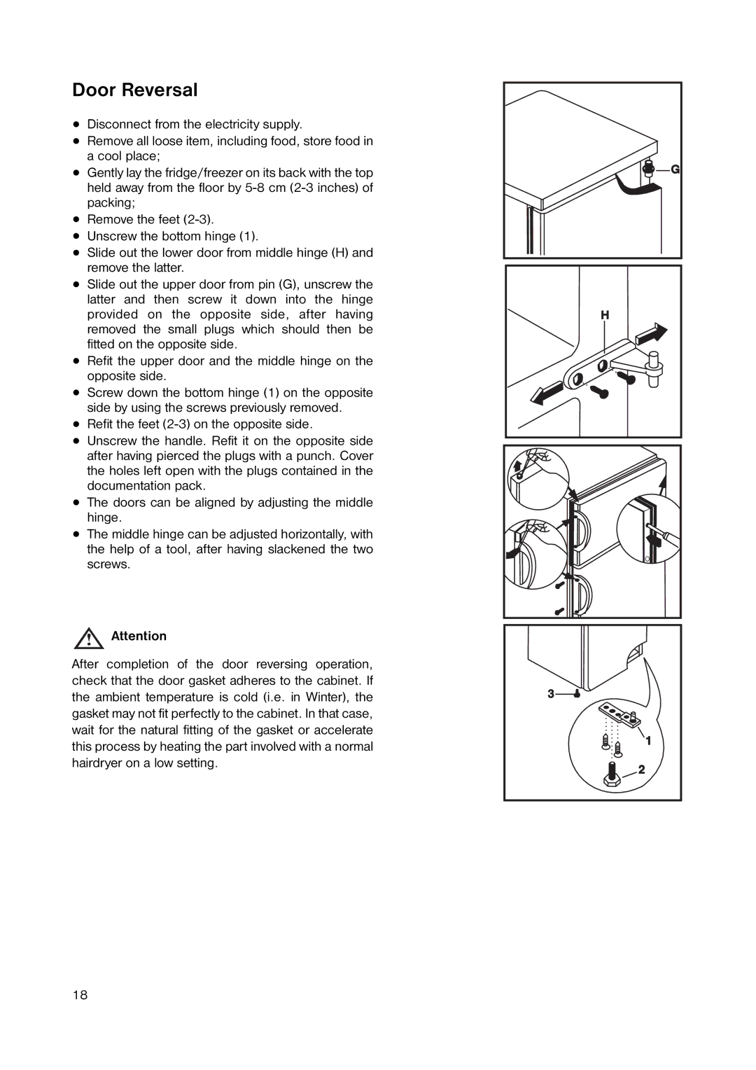 Zanussi ZRD 183 W manual Door Reversal 