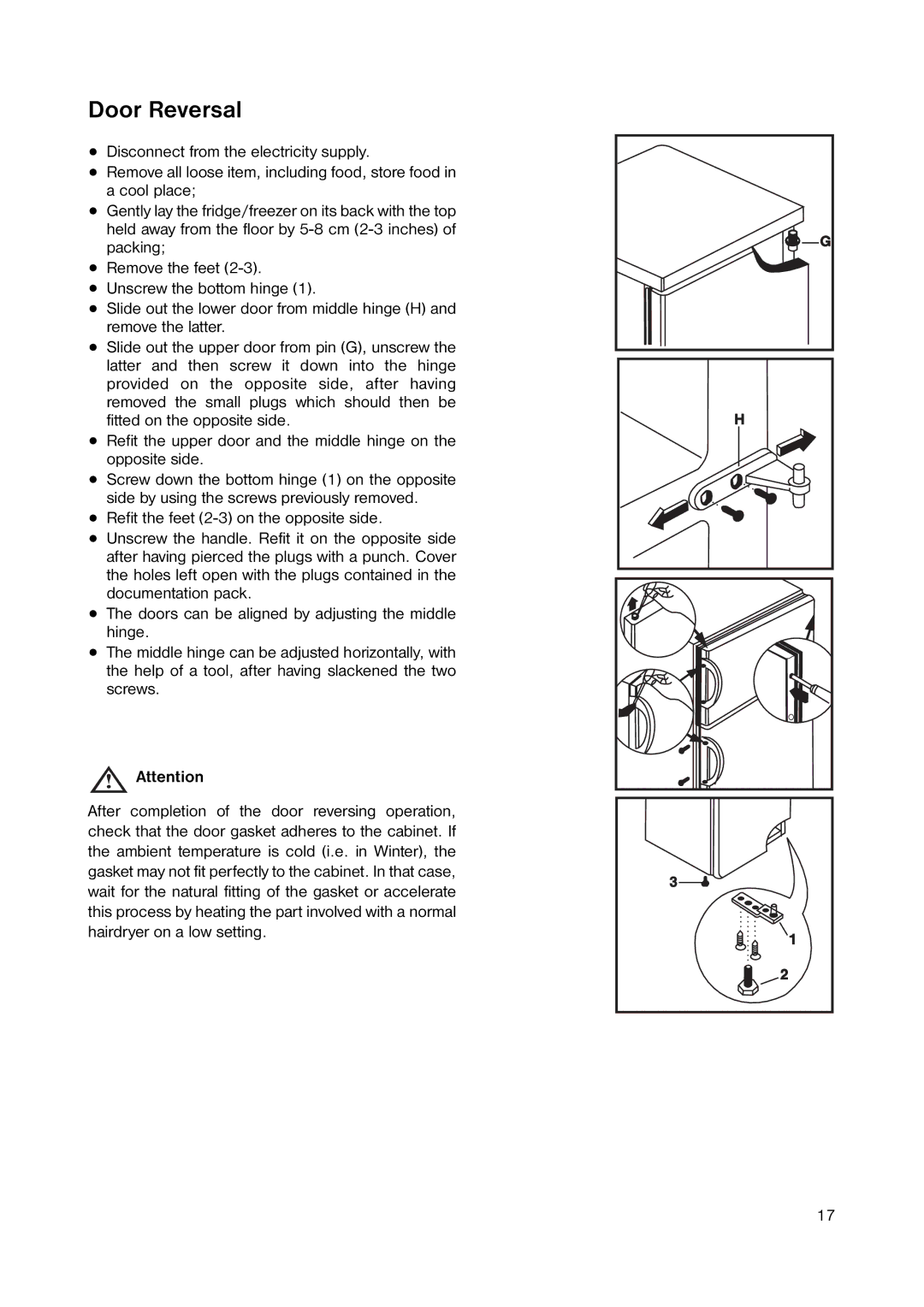 Zanussi ZRD 1843 manual Door Reversal 