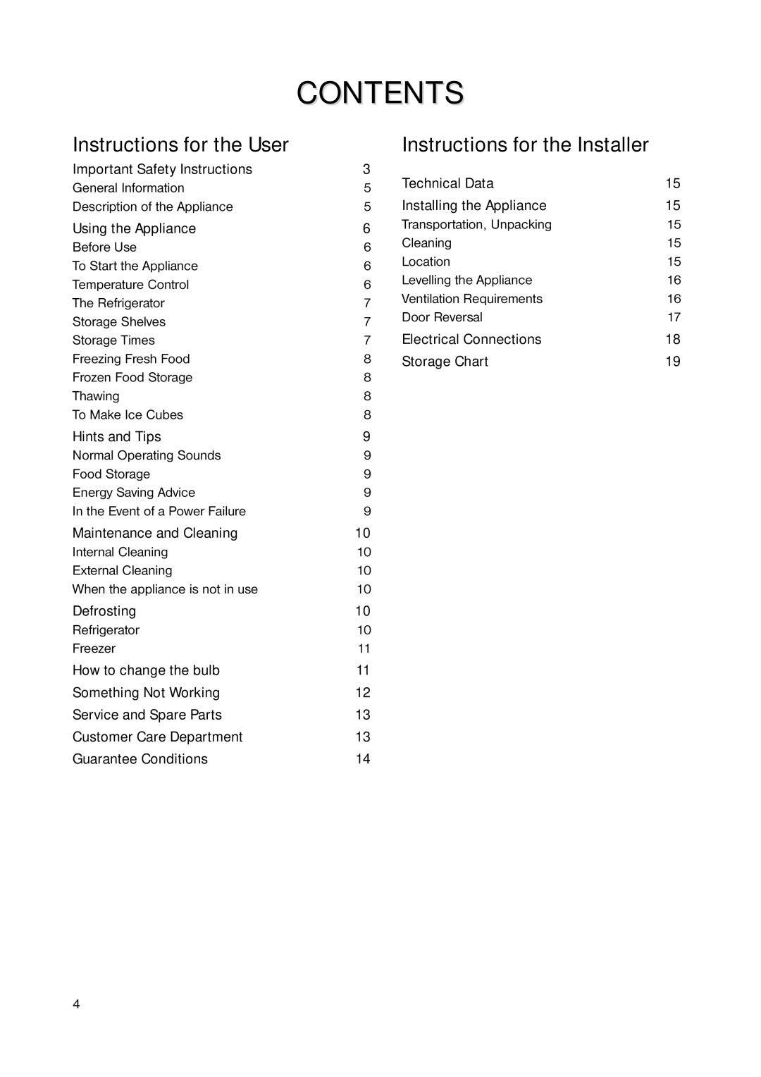 Zanussi ZRD 1845 manual Contents 