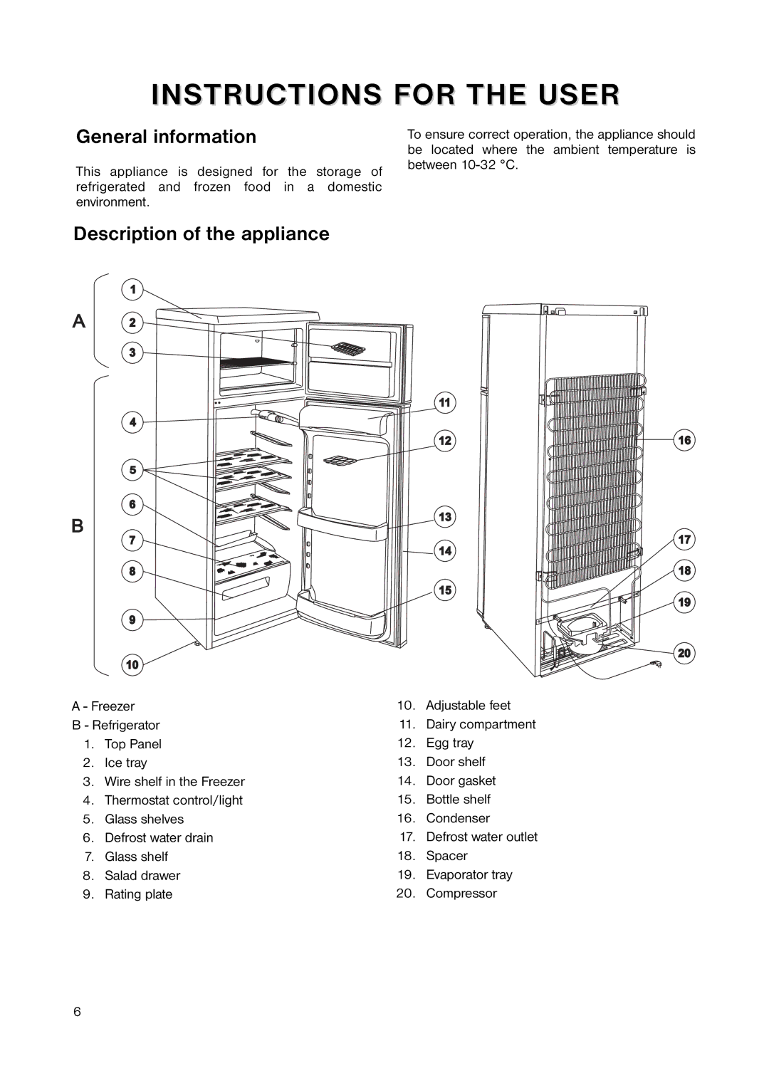 Zanussi ZRD 233W manual General information, Description of the appliance 