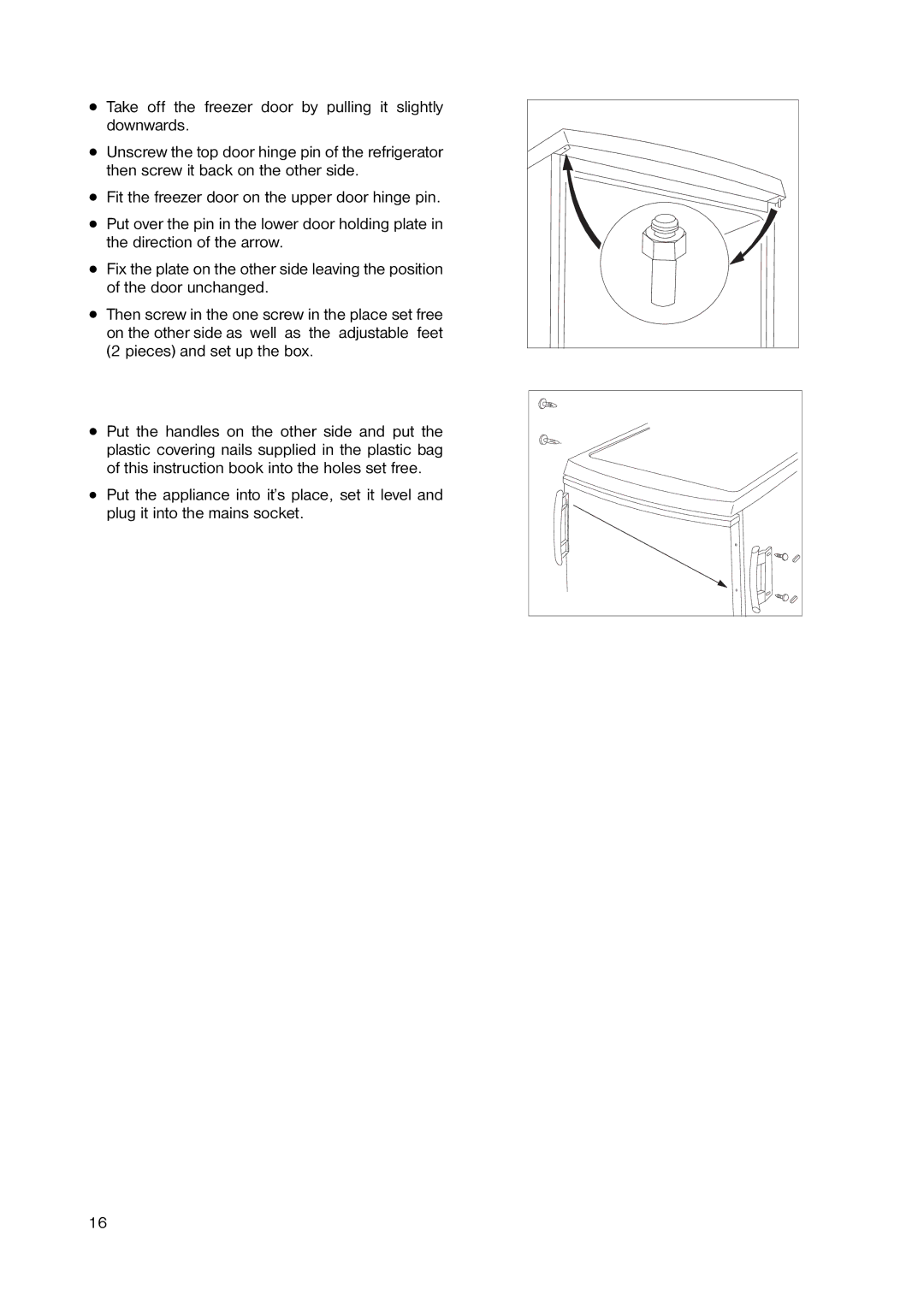 Zanussi ZRT 155W manual Take off the freezer door by pulling it slightly downwards 