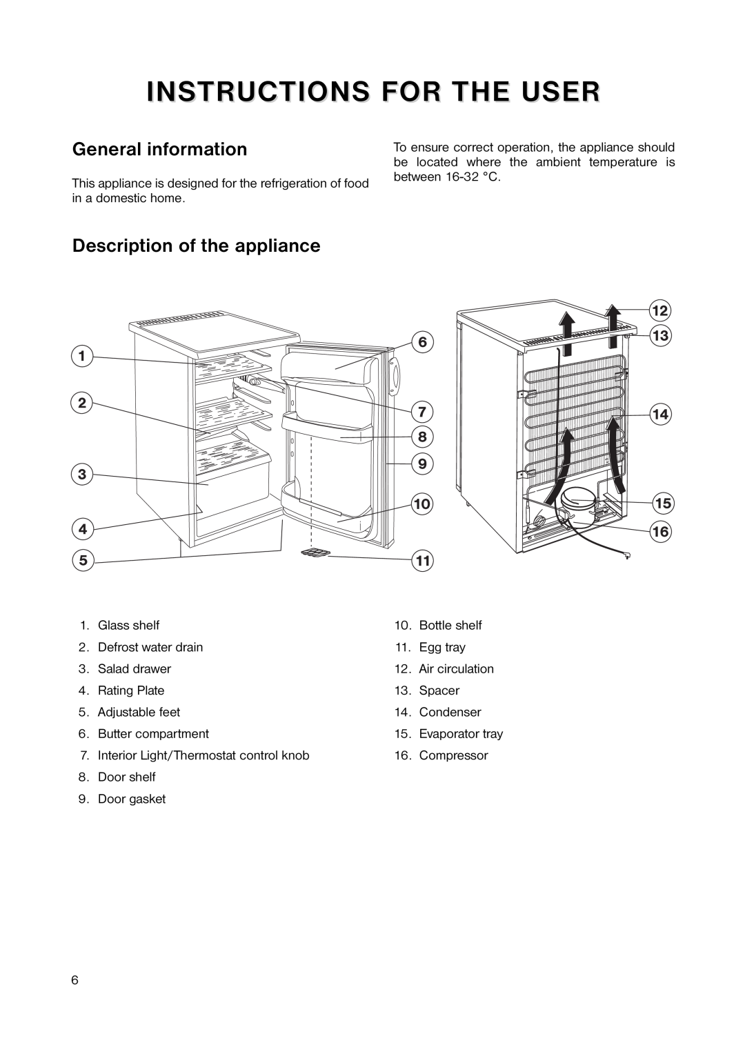 Zanussi ZRT 173W6 manual Instructions For The User, General information, Description of the appliance 