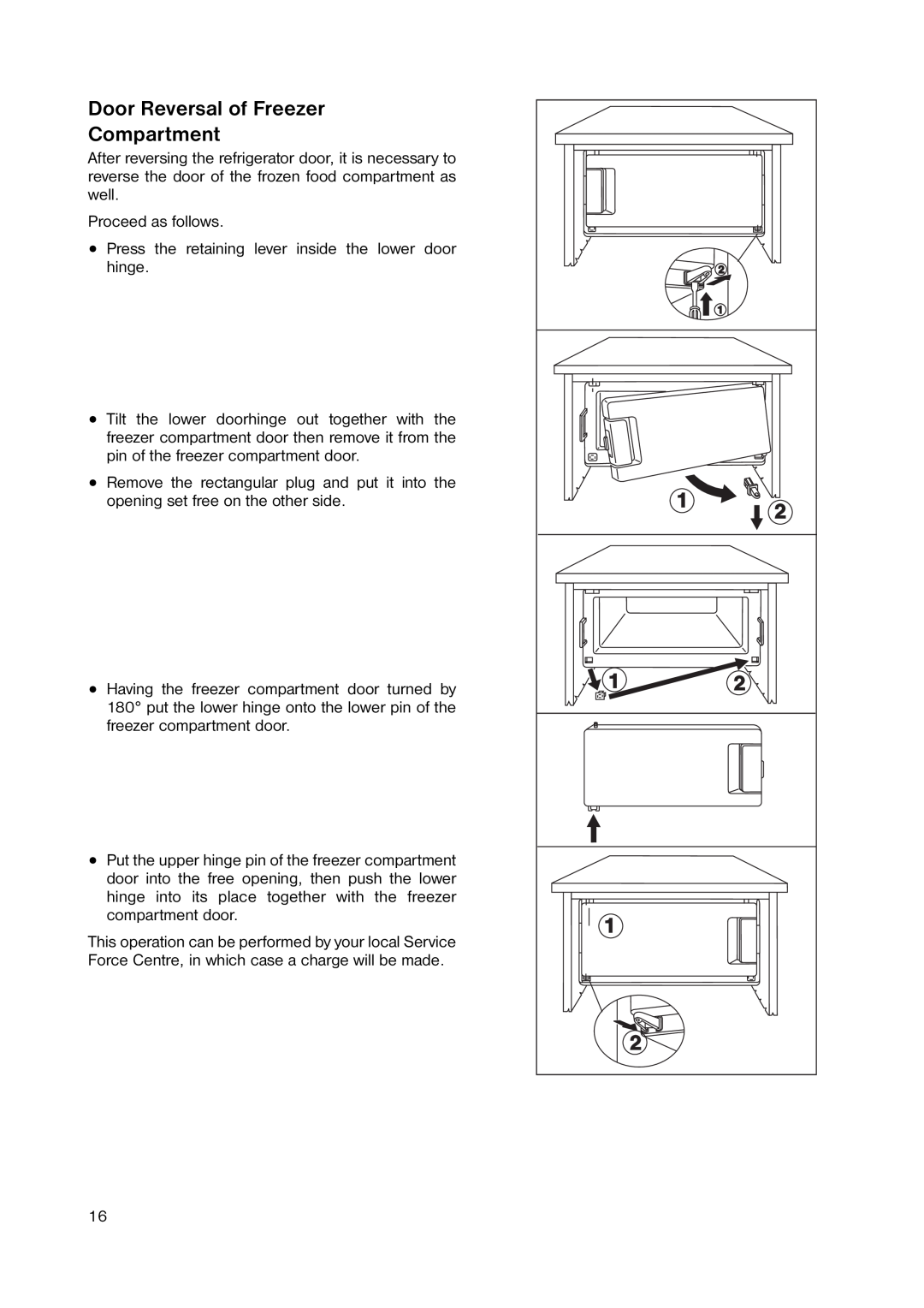 Zanussi ZRT 6556 manual Door Reversal of Freezer Compartment 