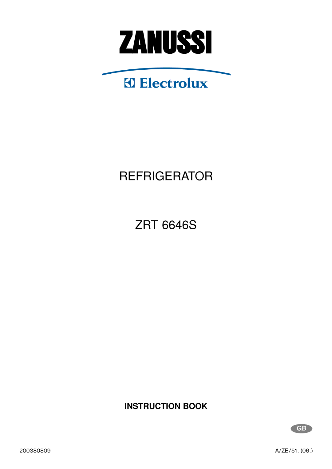 Zanussi ZRT 6646S manual Zanussi 