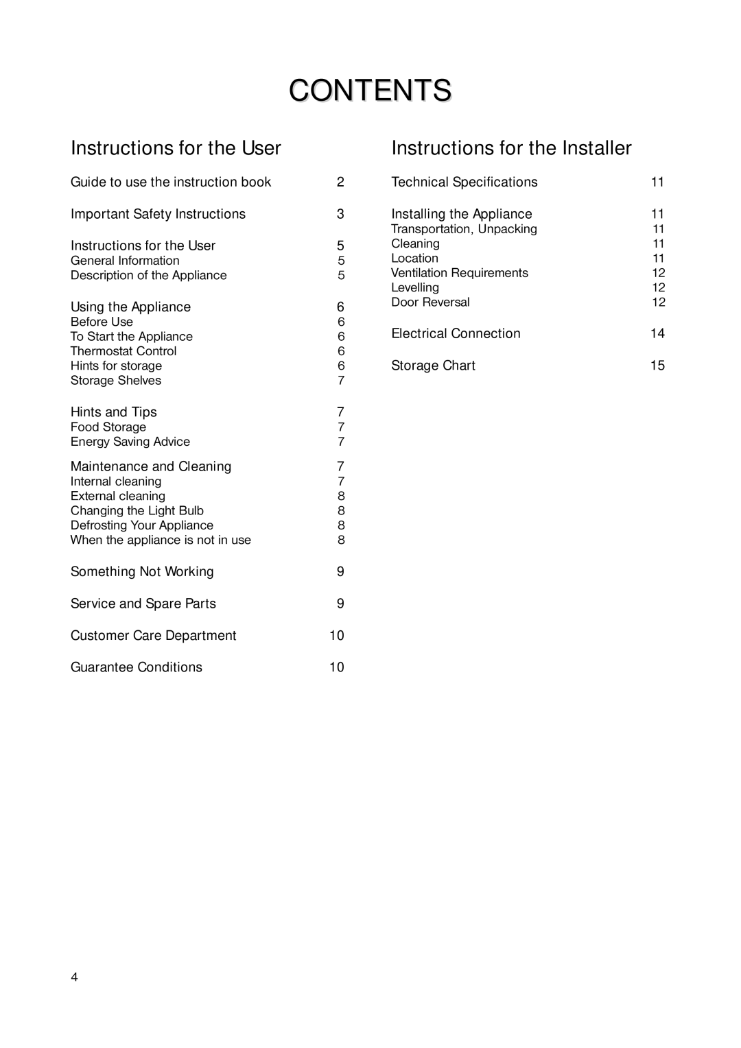 Zanussi ZRT 6646S manual Contents 