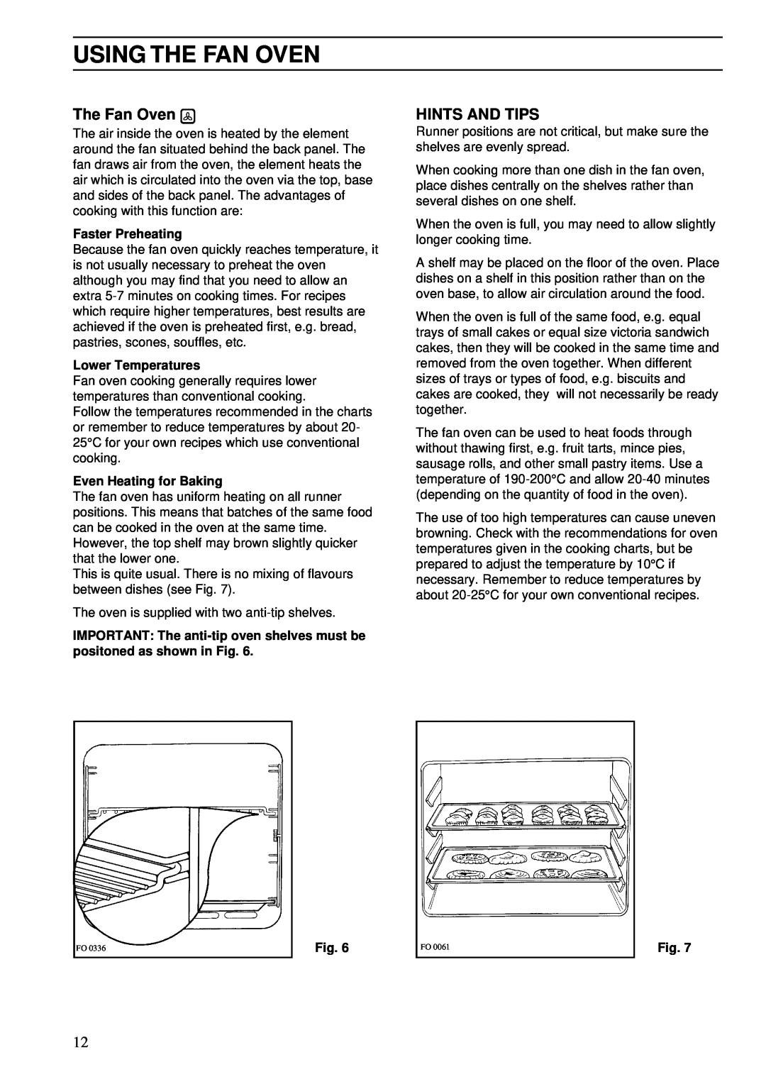 Zanussi ZSA 15 installation manual Using The Fan Oven, Hints And Tips 