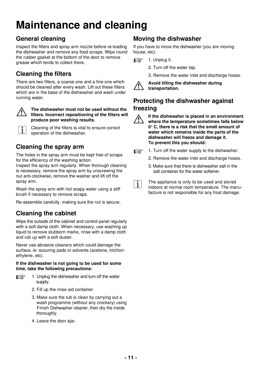 Zanussi ZSF 2420 manual Maintenance and cleaning 