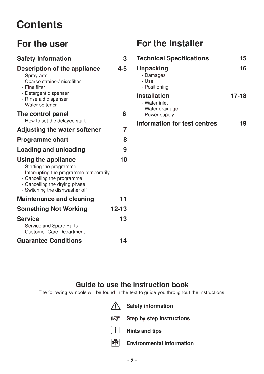 Zanussi ZSF 2420 manual Contents 