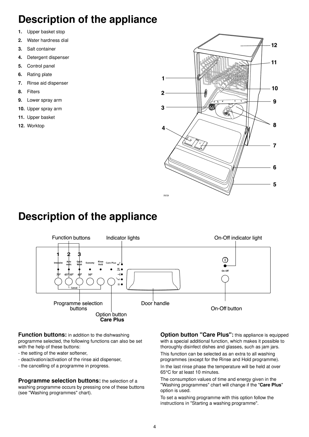 Zanussi ZSF 4123 S manual Description of the appliance 