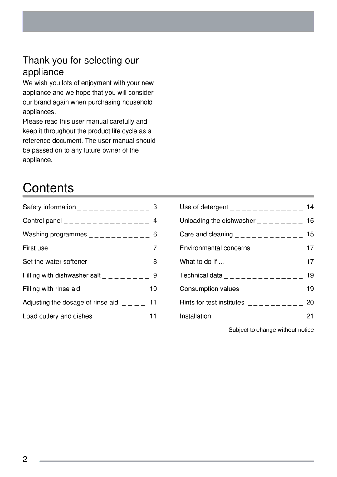 Zanussi ZSF 4143 user manual Contents 