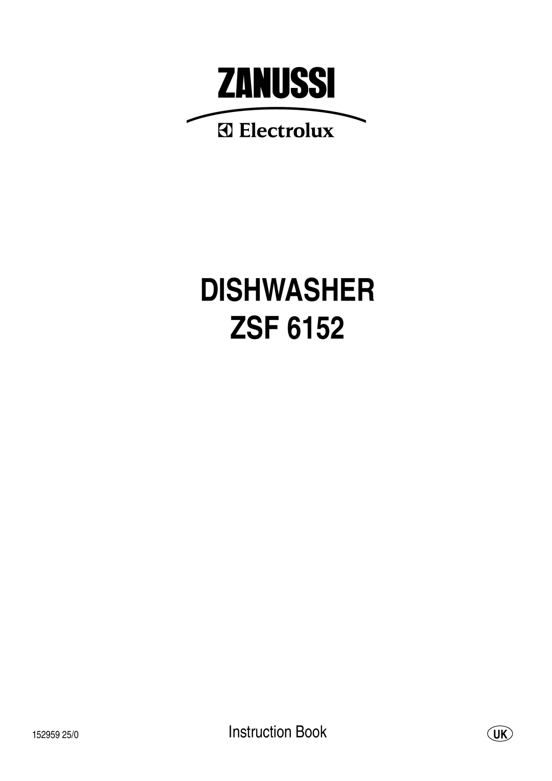 Zanussi ZSF 6152 manual Dishwasher 